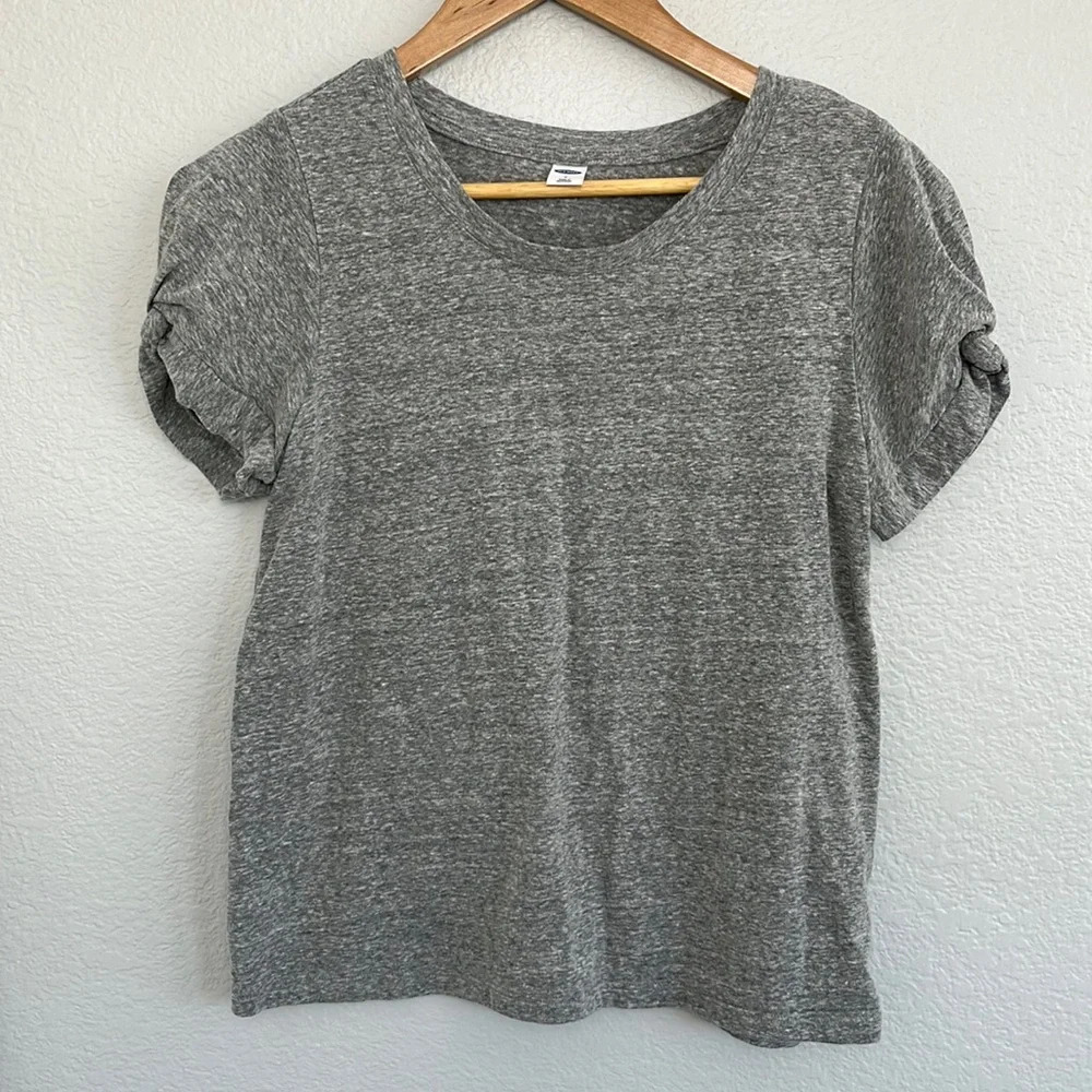Old Navy Top Gray Knotted Short Sleeve